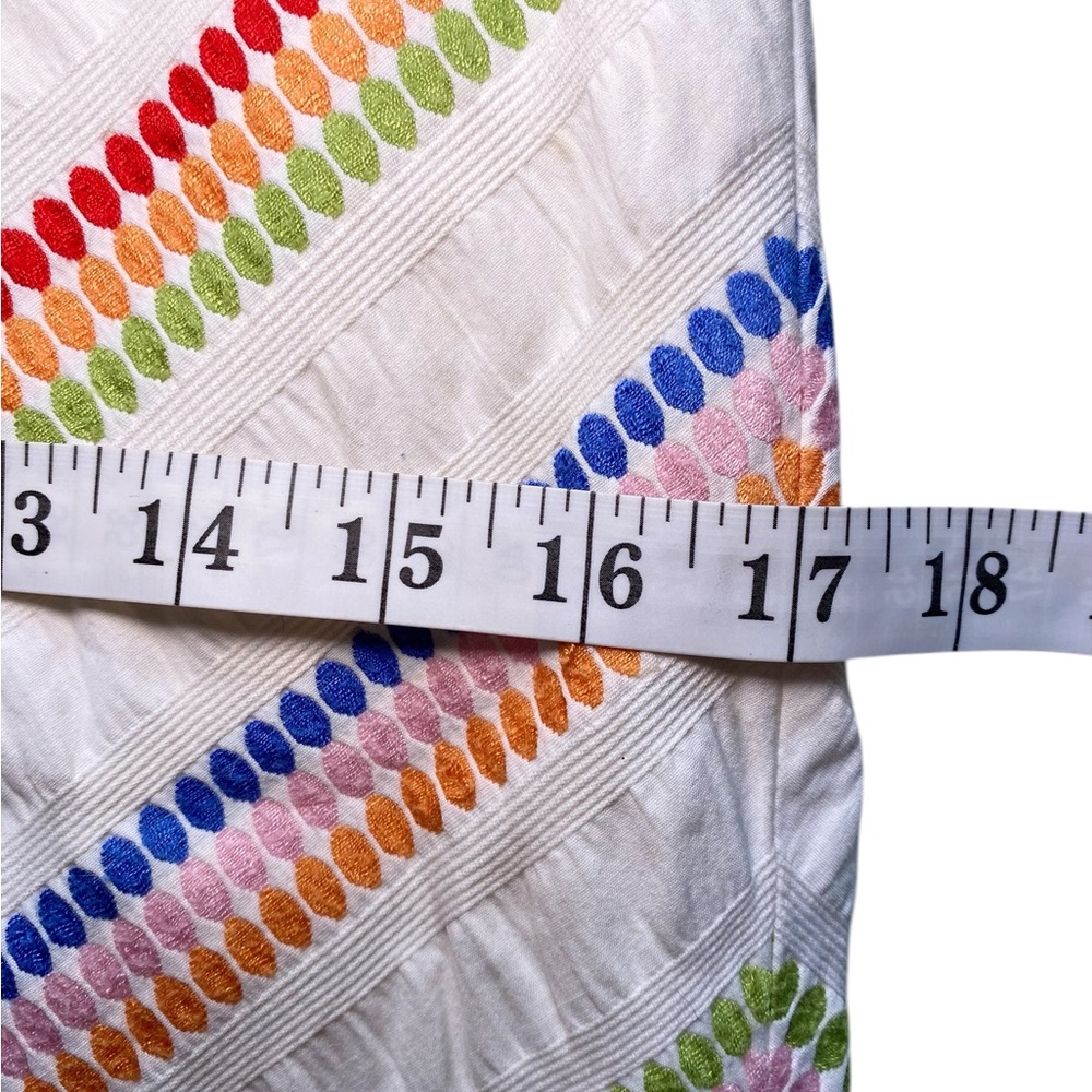 Talbots Petite Rainbow Chevron Embroidered A-Line Skirt | Eclectic Boho Retro - Picture 5 of 13